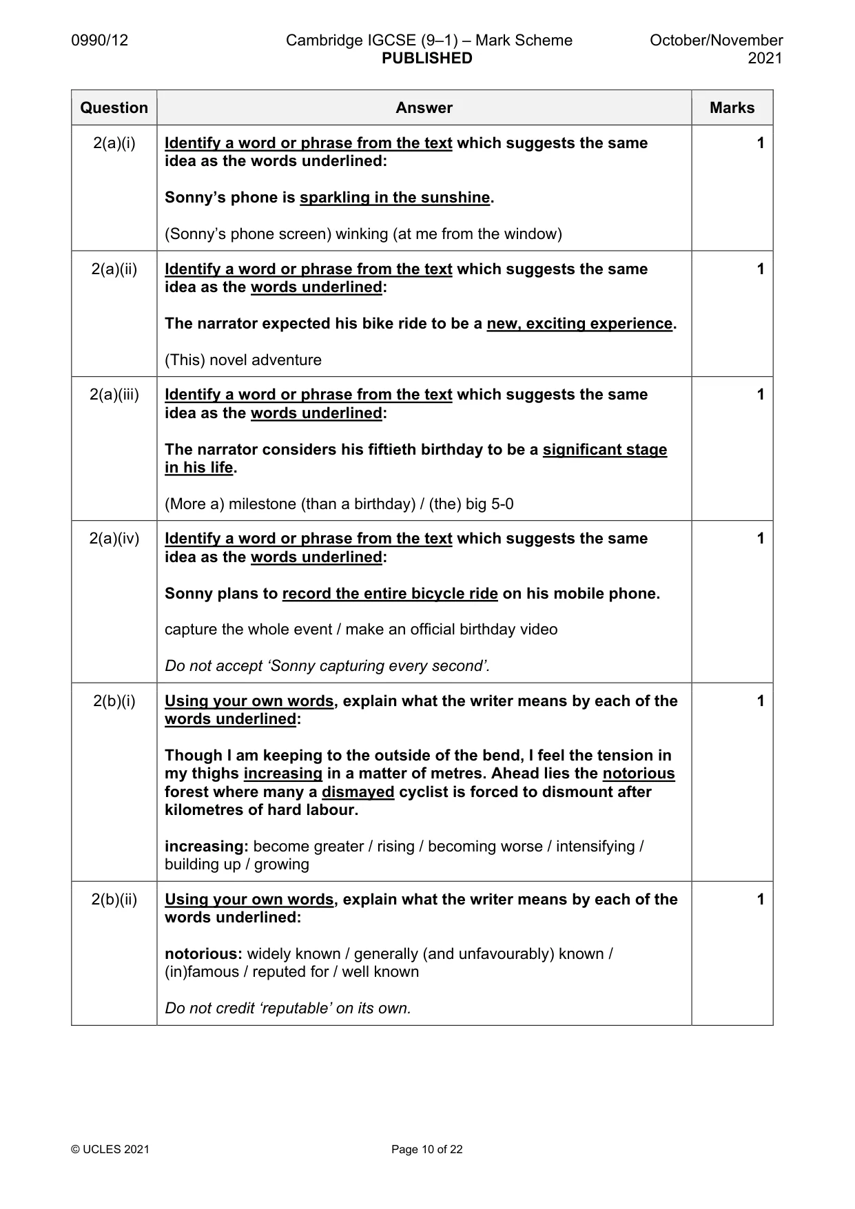 Mark scheme, page 10 of 22