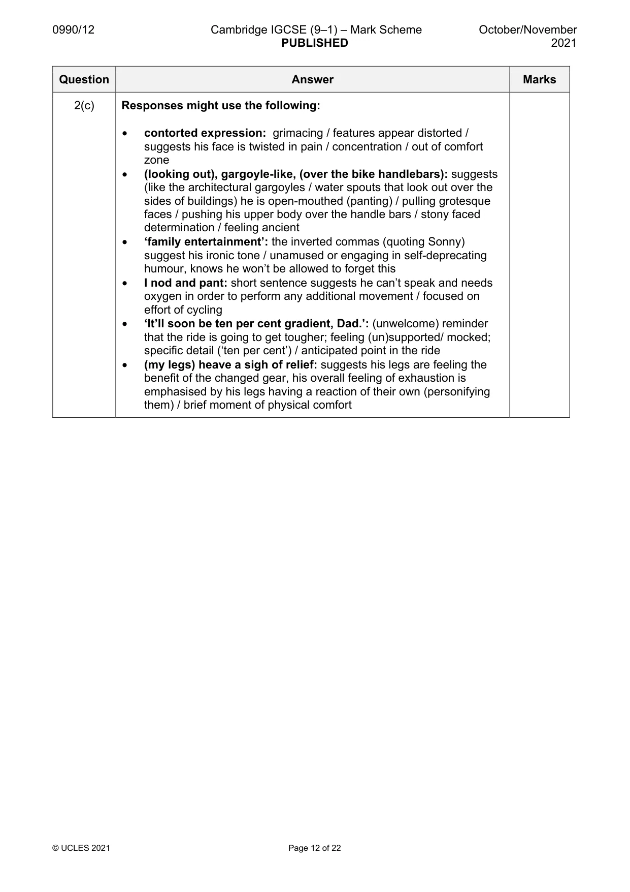 Mark scheme, page 12 of 22