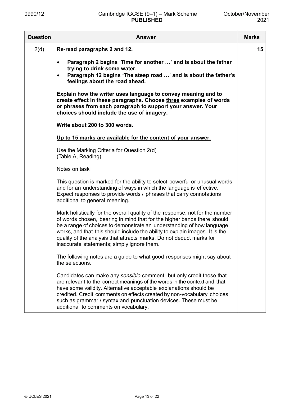 Mark scheme, page 13 of 22
