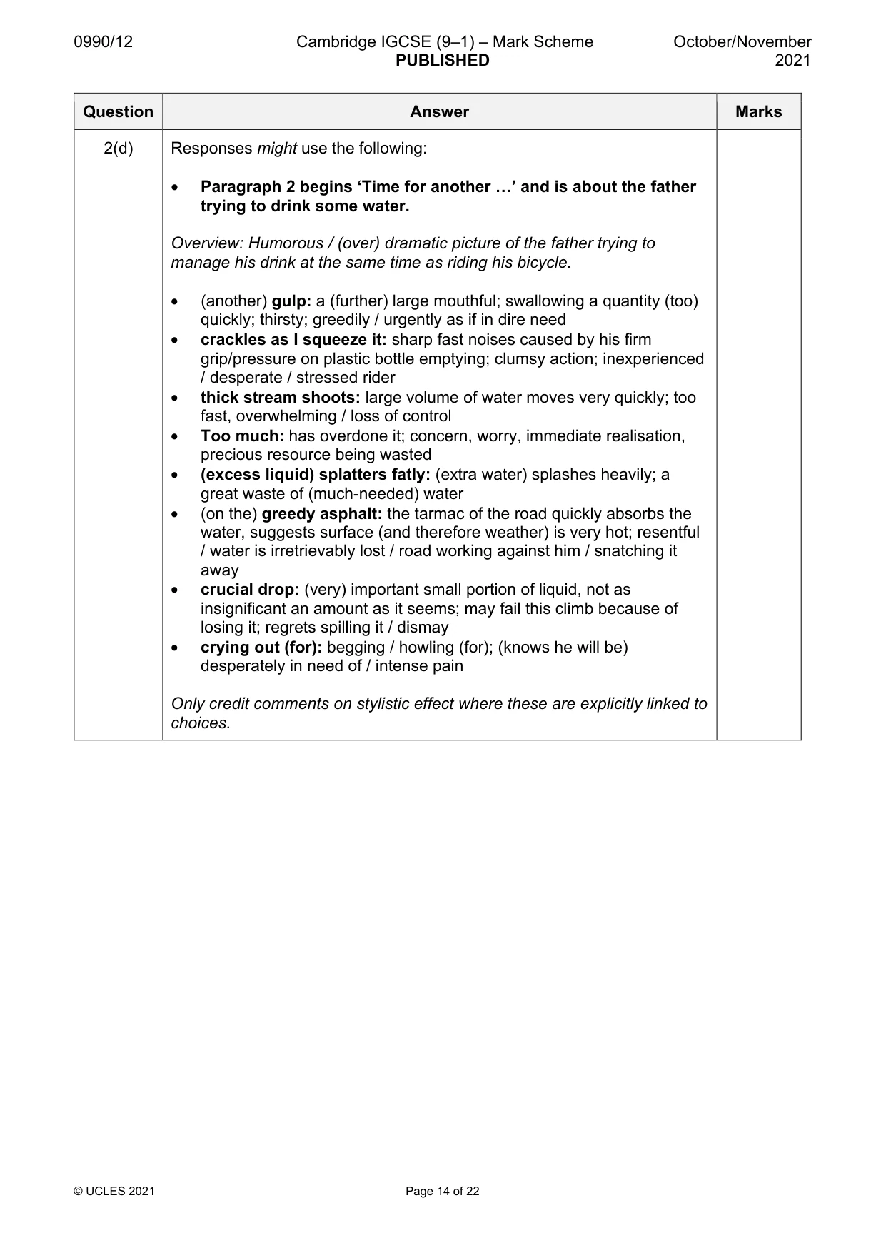 Mark scheme, page 14 of 22
