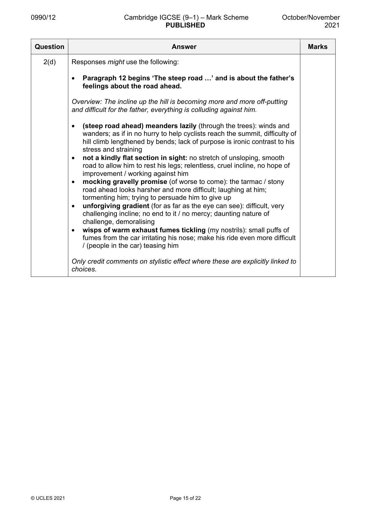 Mark scheme, page 15 of 22