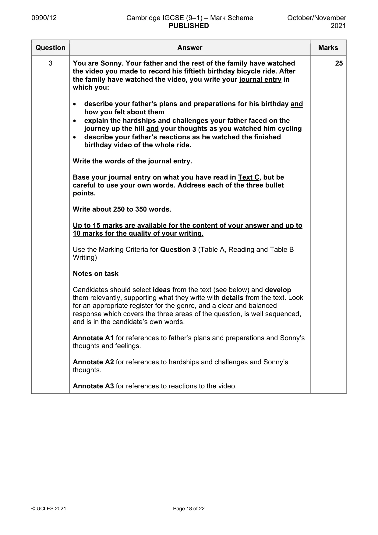 Mark scheme, page 18 of 22