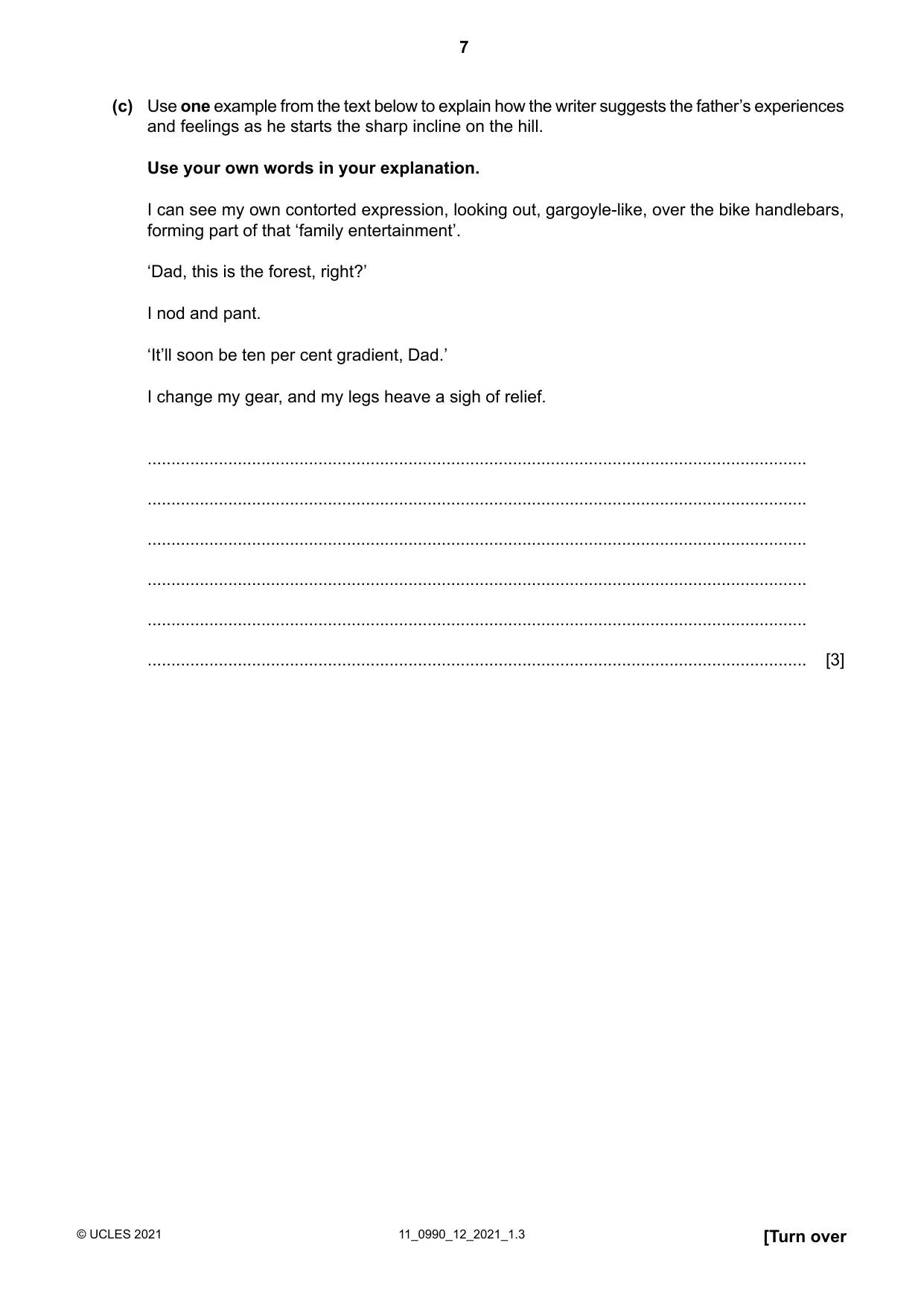Cambridge IGCSE English - First Language (9-1) 0990 2021 Oct/Nov Paper 1 · Variant 2 question paper, page 7 of 16