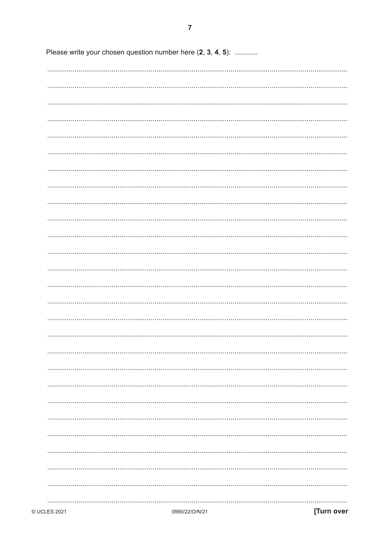 Cambridge IGCSE English - First Language (9-1) 0990 2021 Oct/Nov Paper 2 · Variant 2 question paper, page 7 of 12