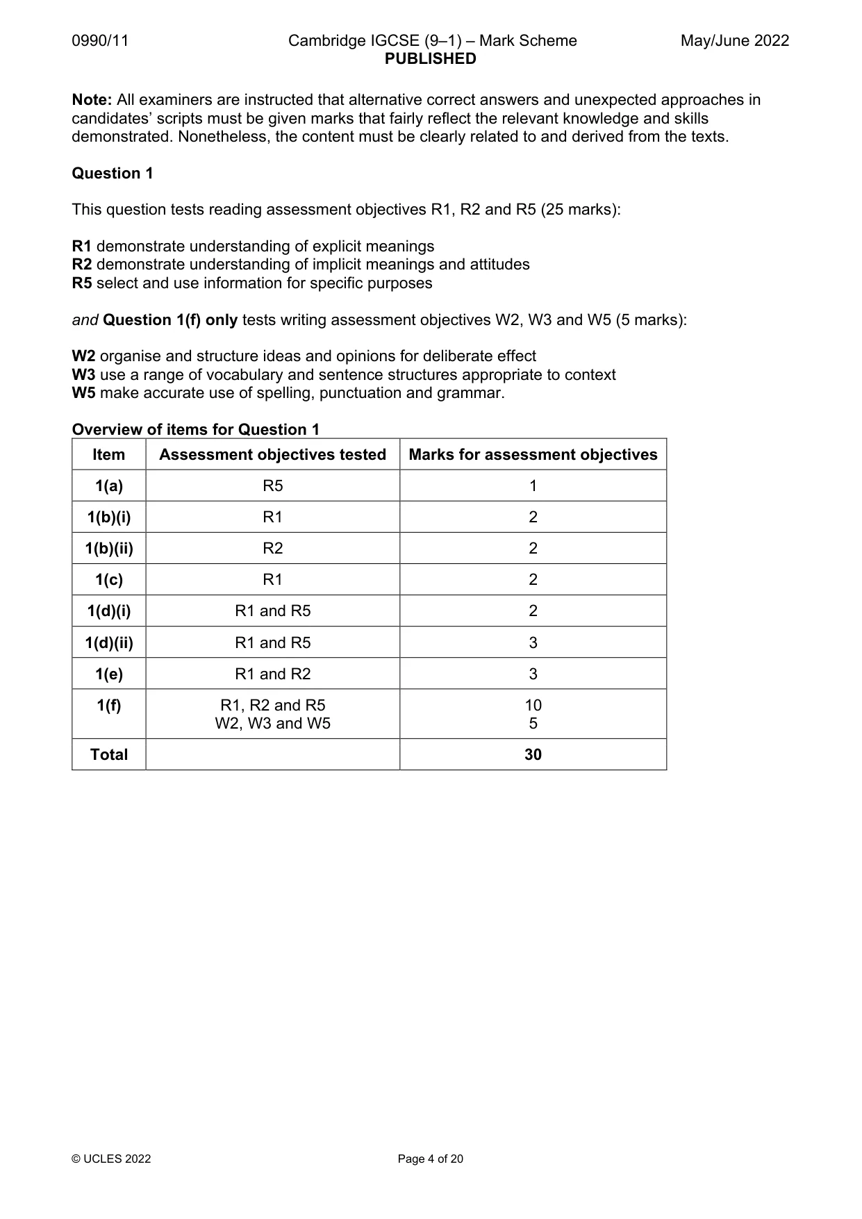 Mark scheme, page 4 of 20