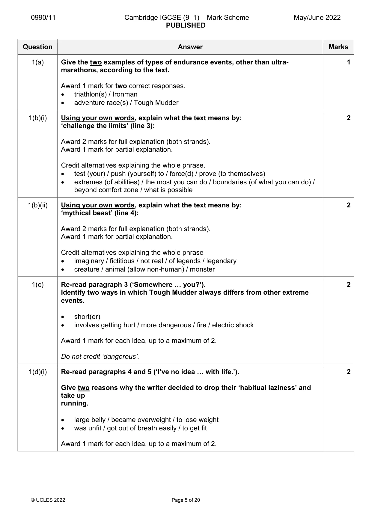 Mark scheme, page 5 of 20