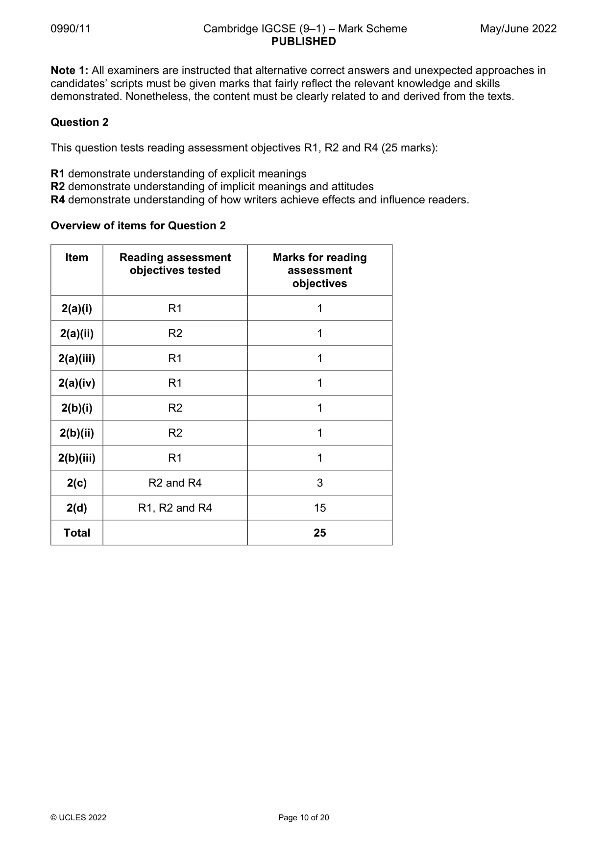 Mark scheme, page 10 of 20