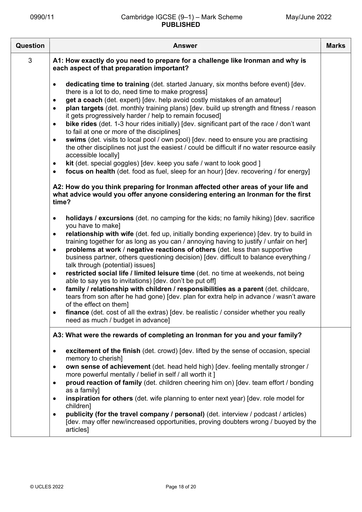 Mark scheme, page 18 of 20