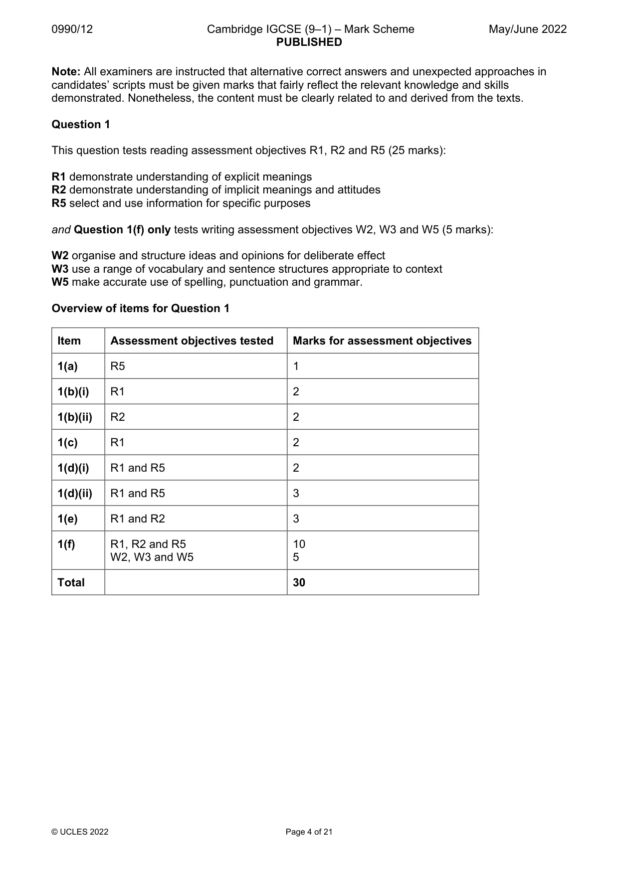 Mark scheme, page 4 of 21