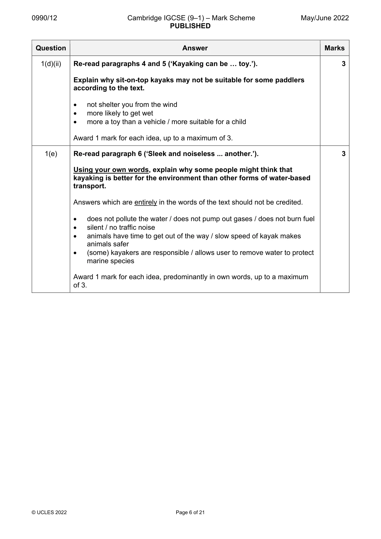 Mark scheme, page 6 of 21