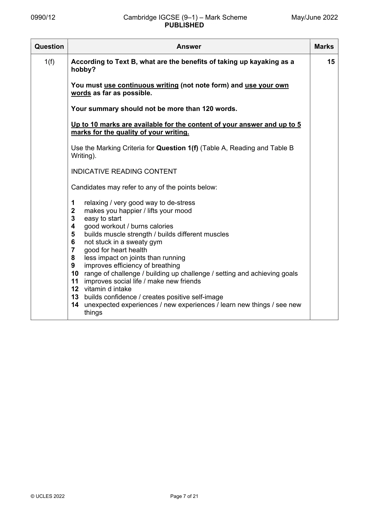 Mark scheme, page 7 of 21