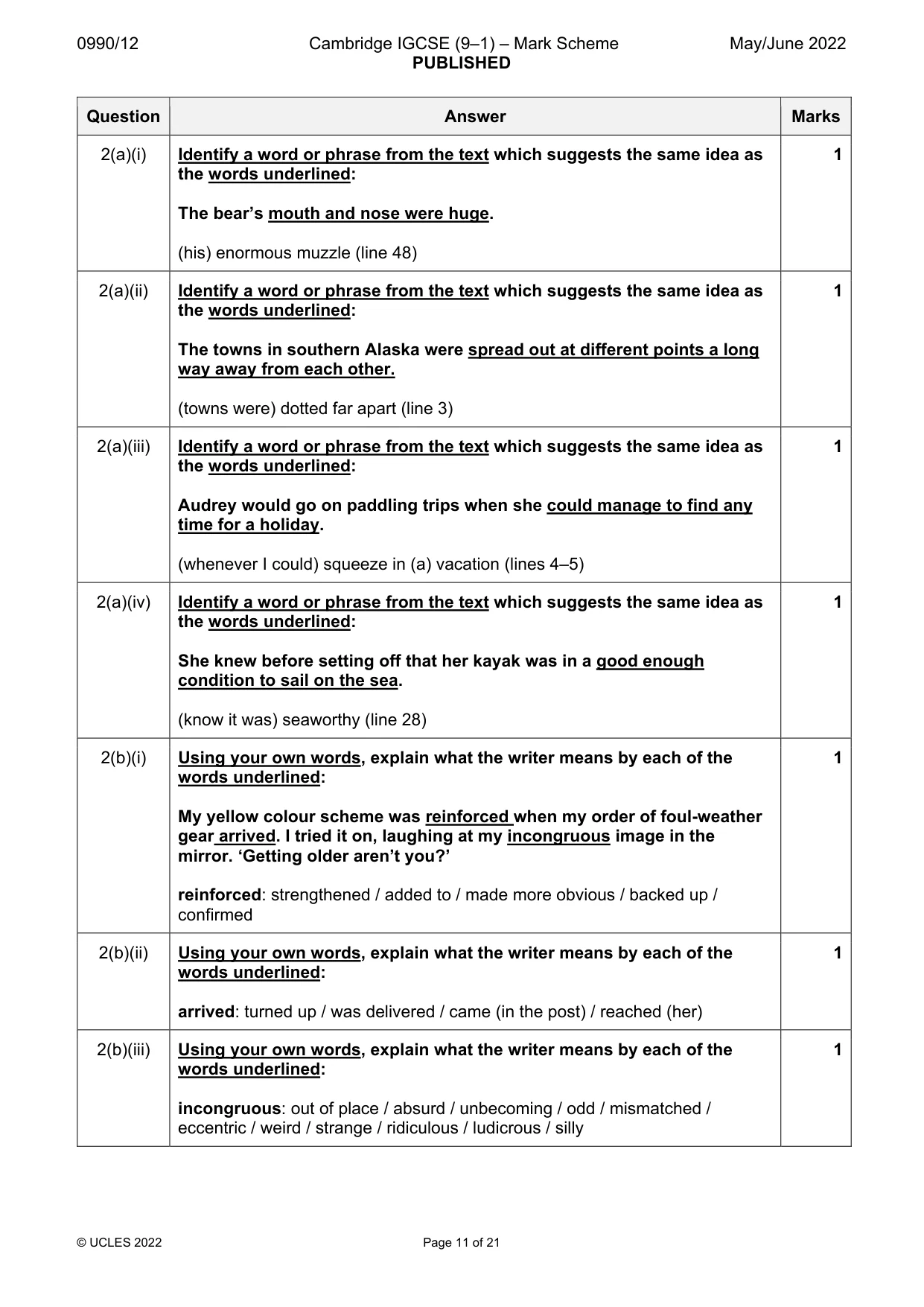 Mark scheme, page 11 of 21