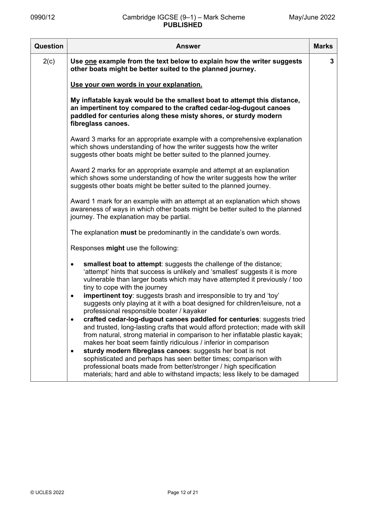 Mark scheme, page 12 of 21