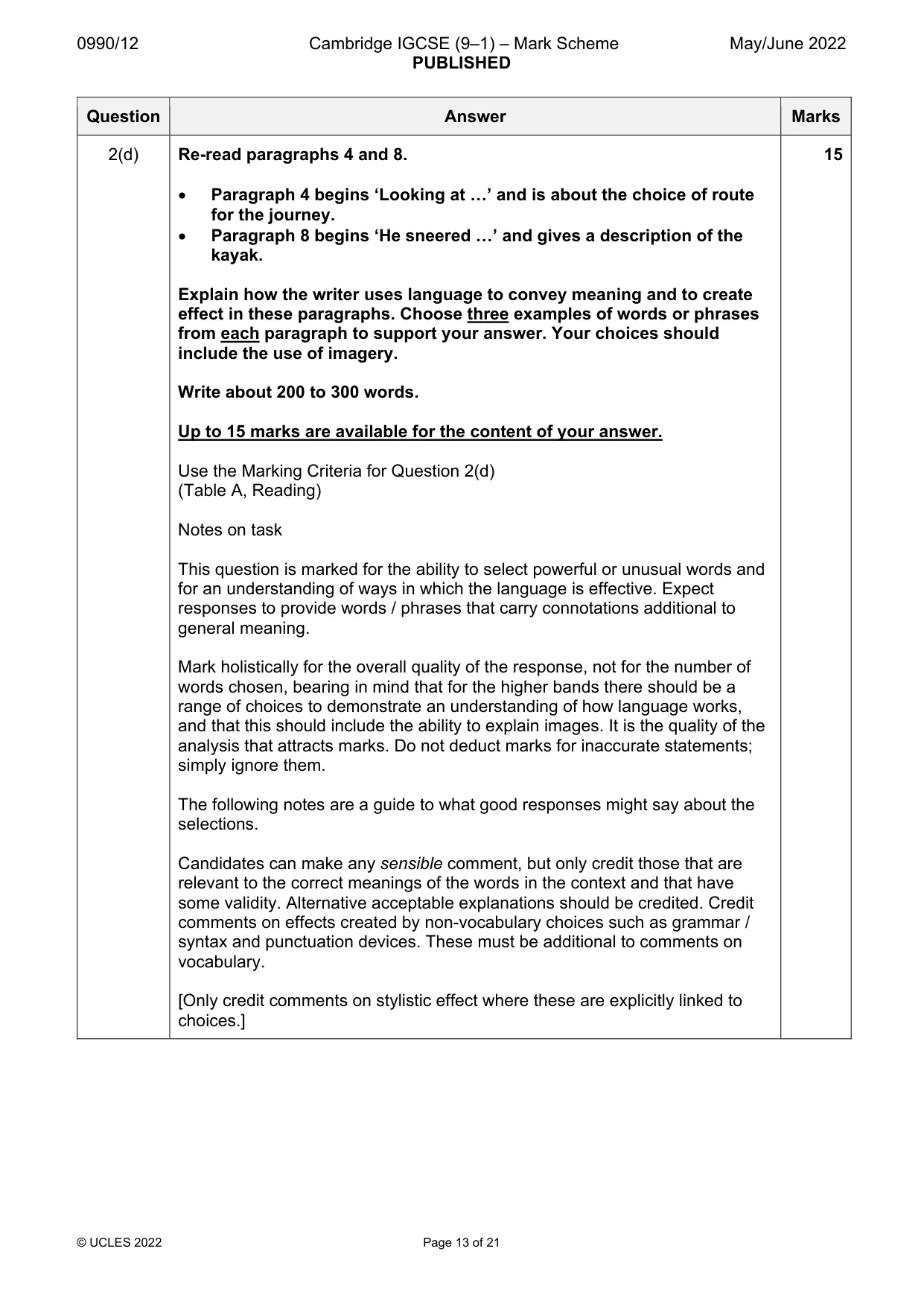 Mark scheme, page 13 of 21