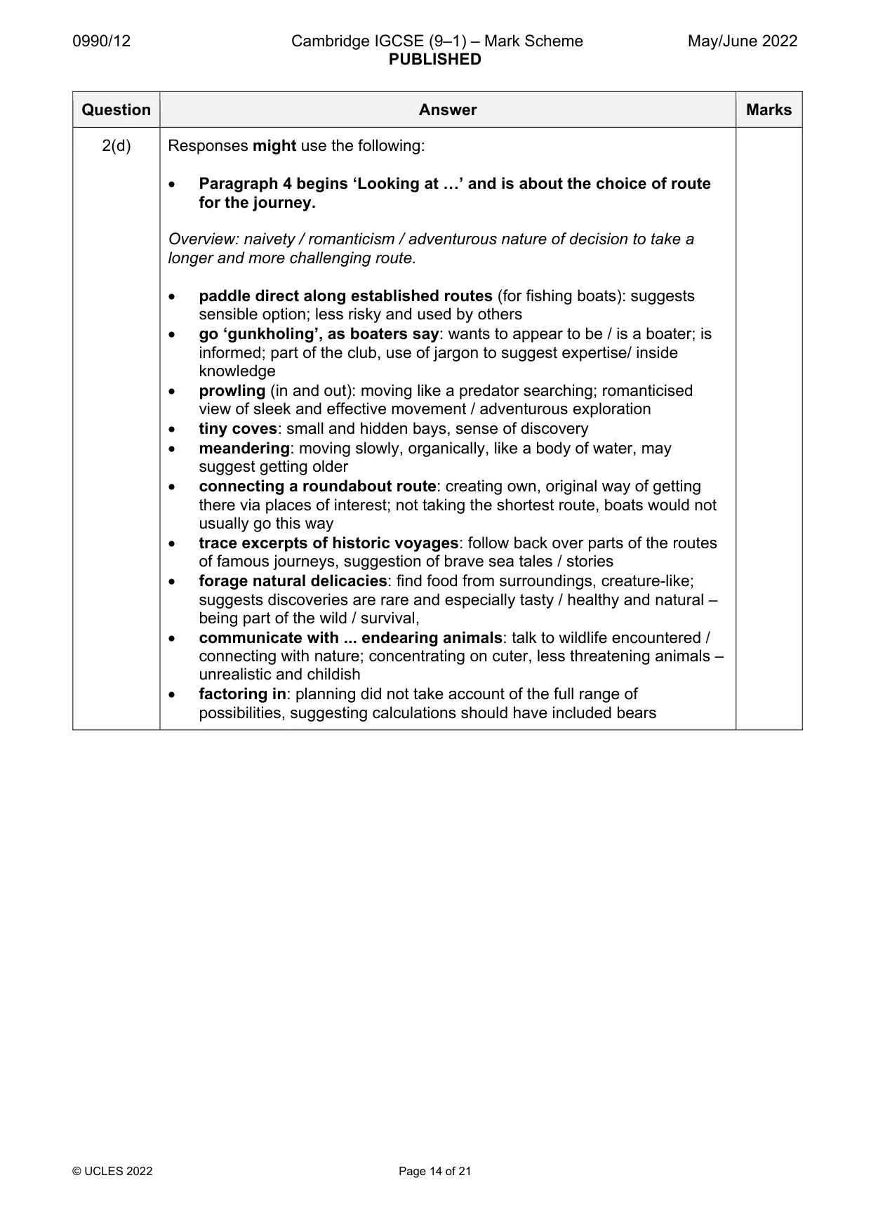 Mark scheme, page 14 of 21