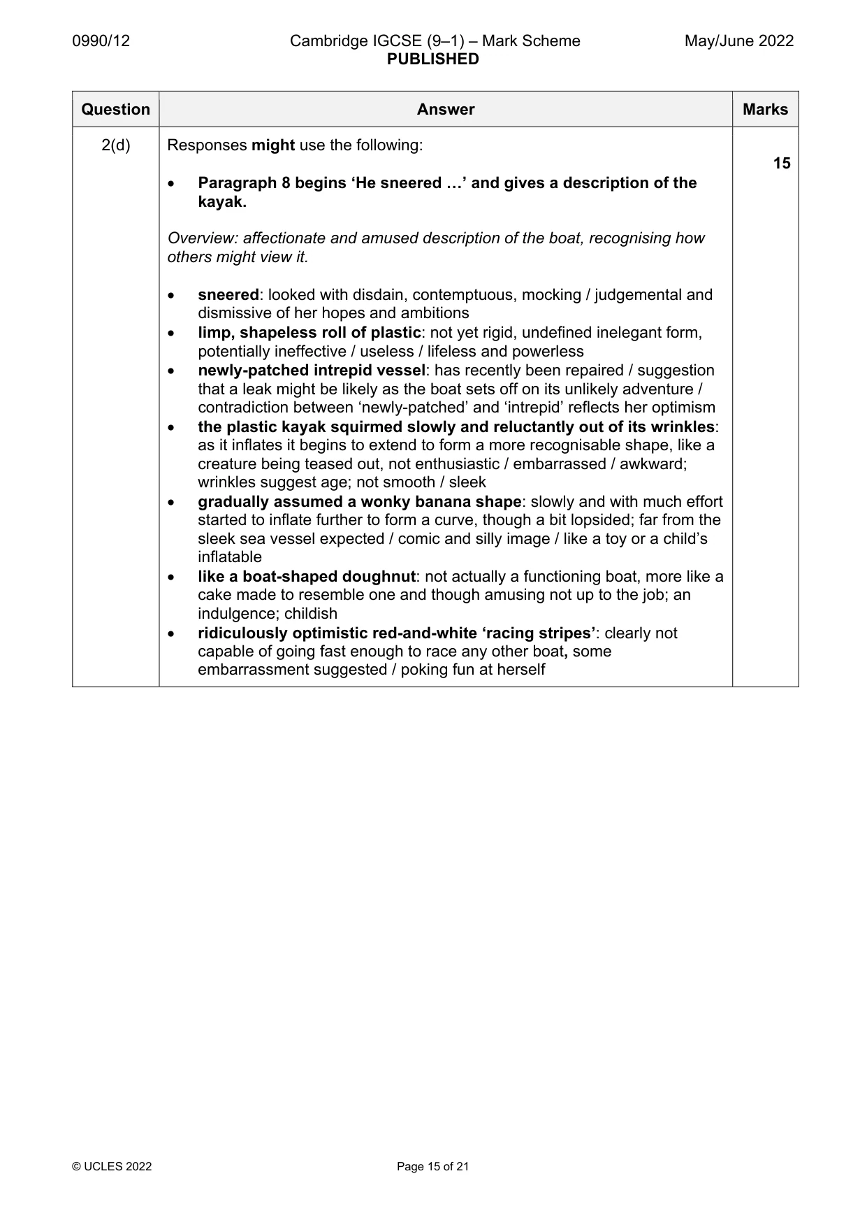 Mark scheme, page 15 of 21