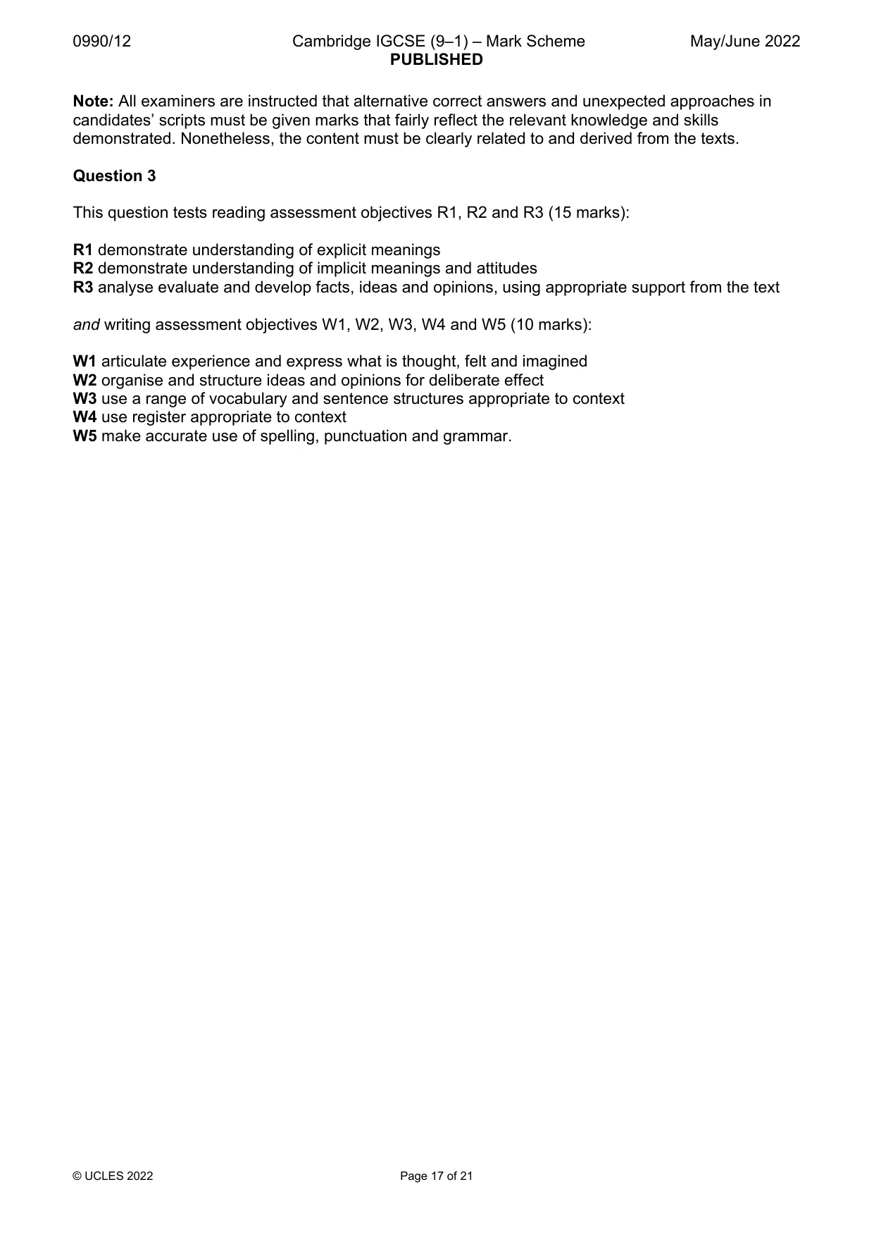 Mark scheme, page 17 of 21