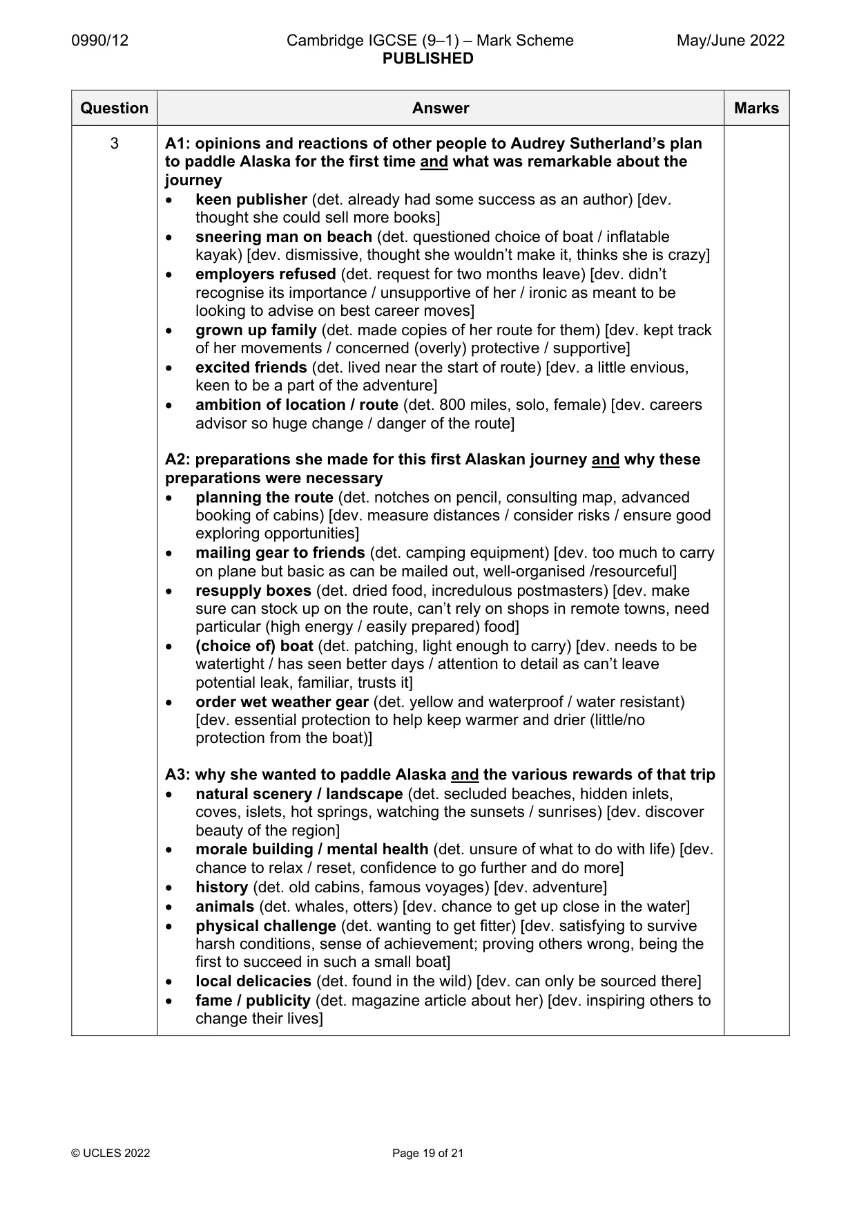 Mark scheme, page 19 of 21