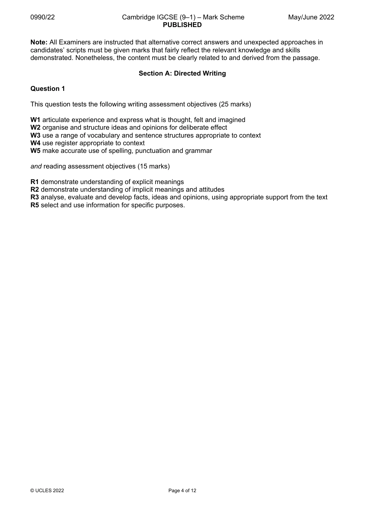 Mark scheme, page 4 of 12