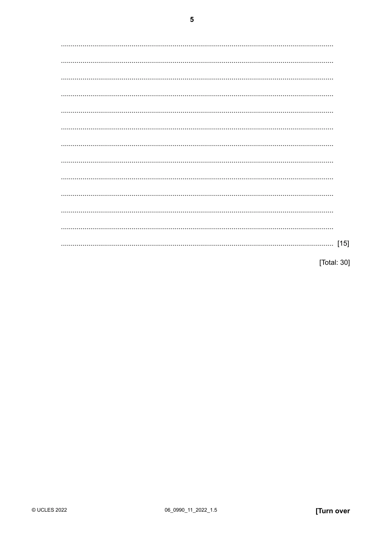 Cambridge IGCSE English - First Language (9-1) 0990 2022 May/June Paper 1 · Variant 1 question paper, page 5 of 16