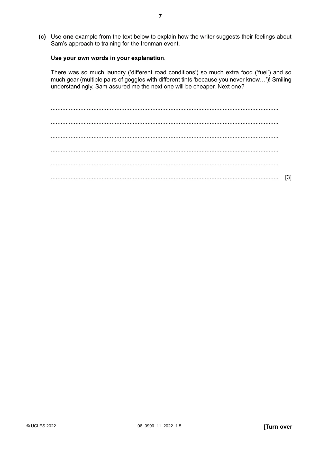 Cambridge IGCSE English - First Language (9-1) 0990 2022 May/June Paper 1 · Variant 1 question paper, page 7 of 16