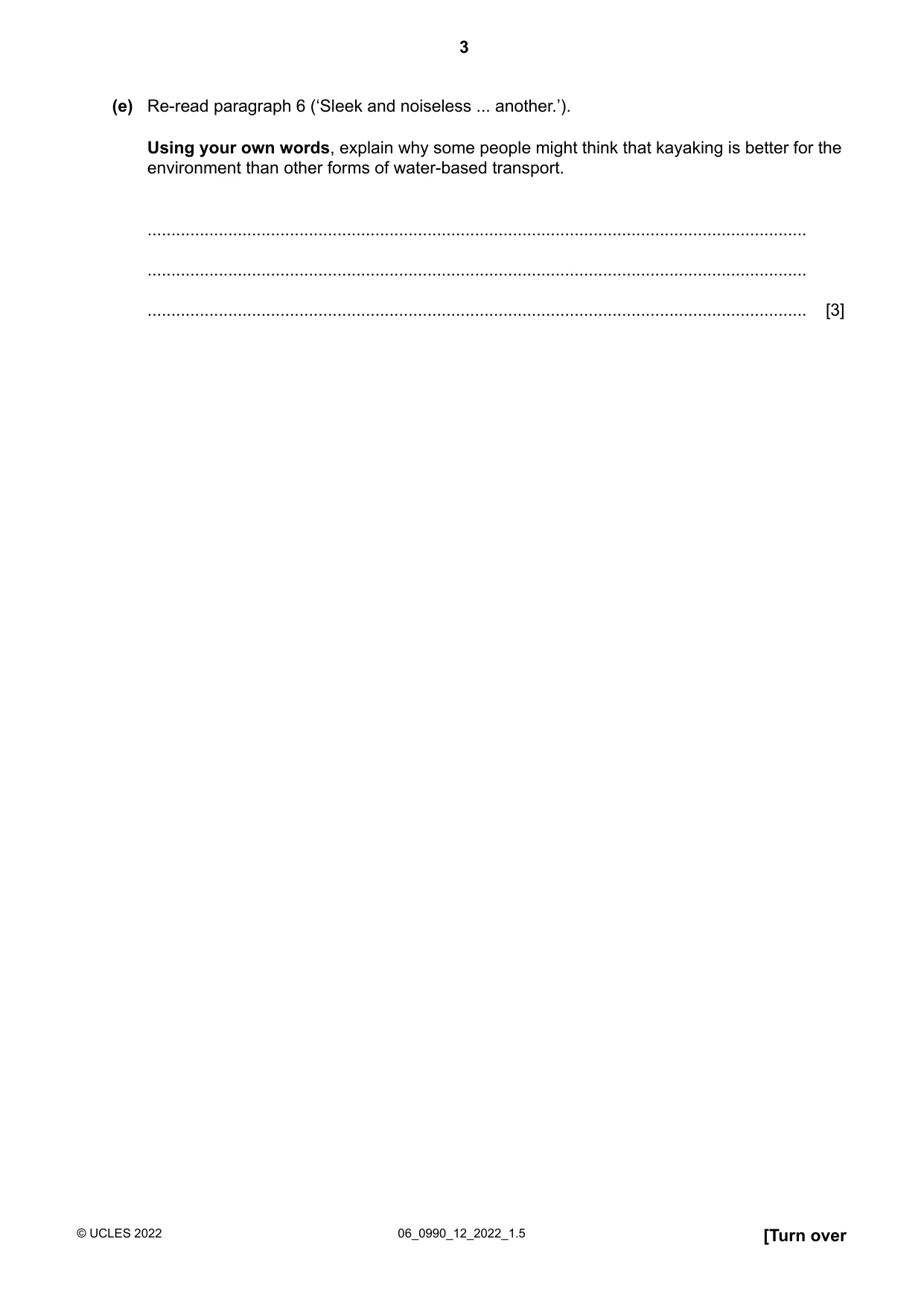 Cambridge IGCSE English - First Language (9-1) 0990 2022 May/June Paper 1 · Variant 2 question paper, page 3 of 16
