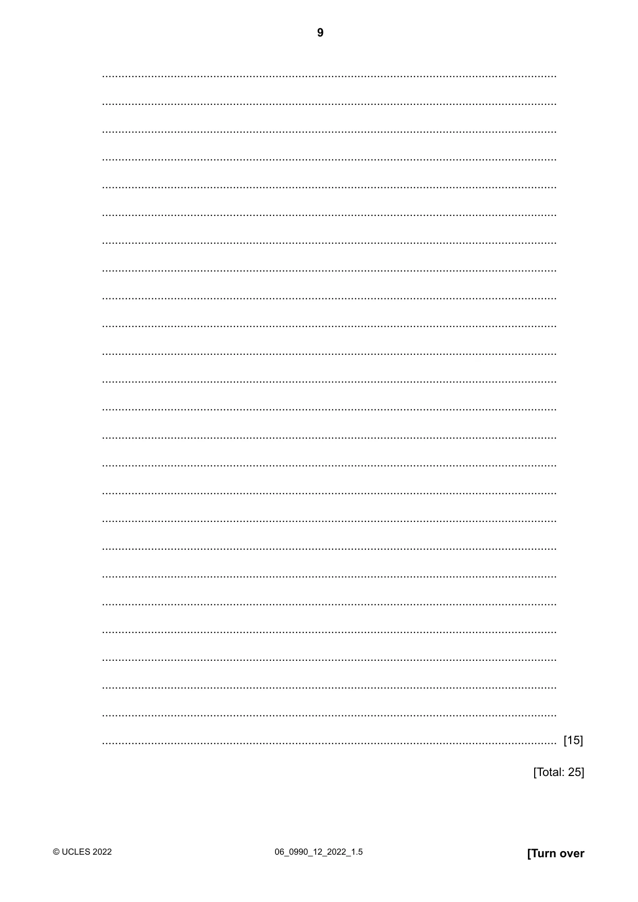 Cambridge IGCSE English - First Language (9-1) 0990 2022 May/June Paper 1 · Variant 2 question paper, page 9 of 16
