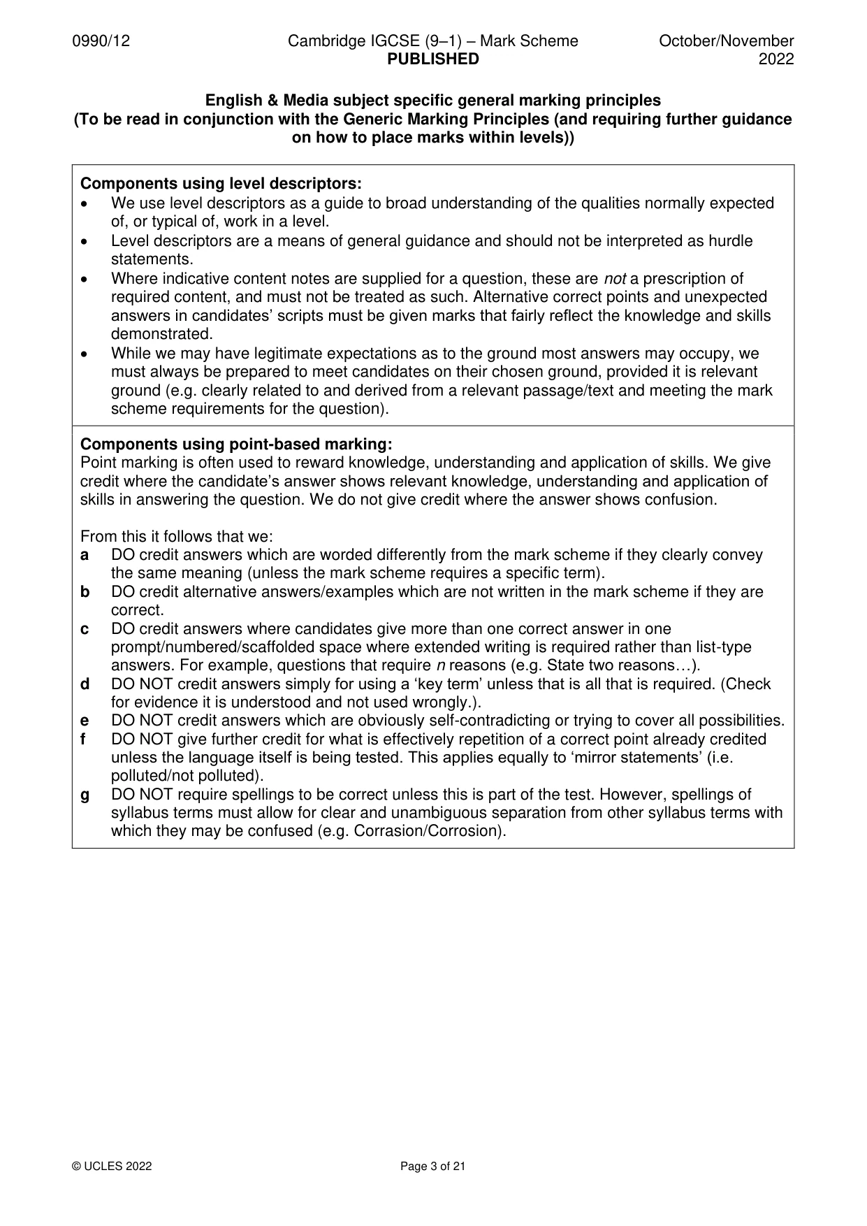 Mark scheme, page 3 of 21