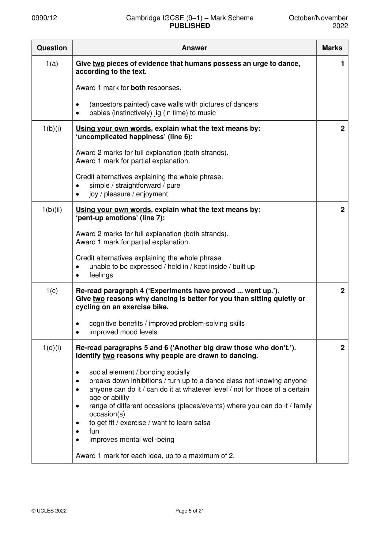Mark scheme, page 5 of 21