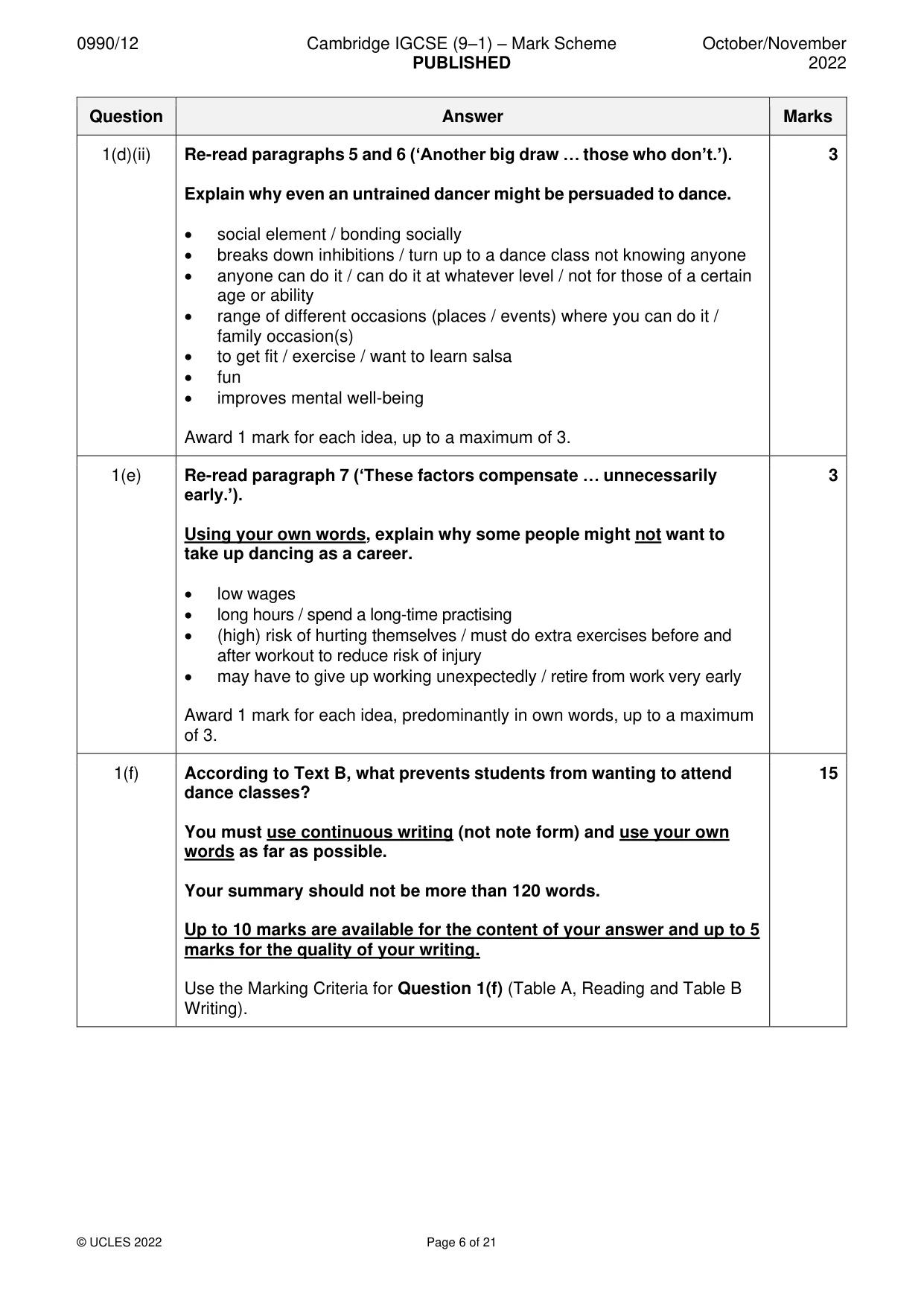 Mark scheme, page 6 of 21