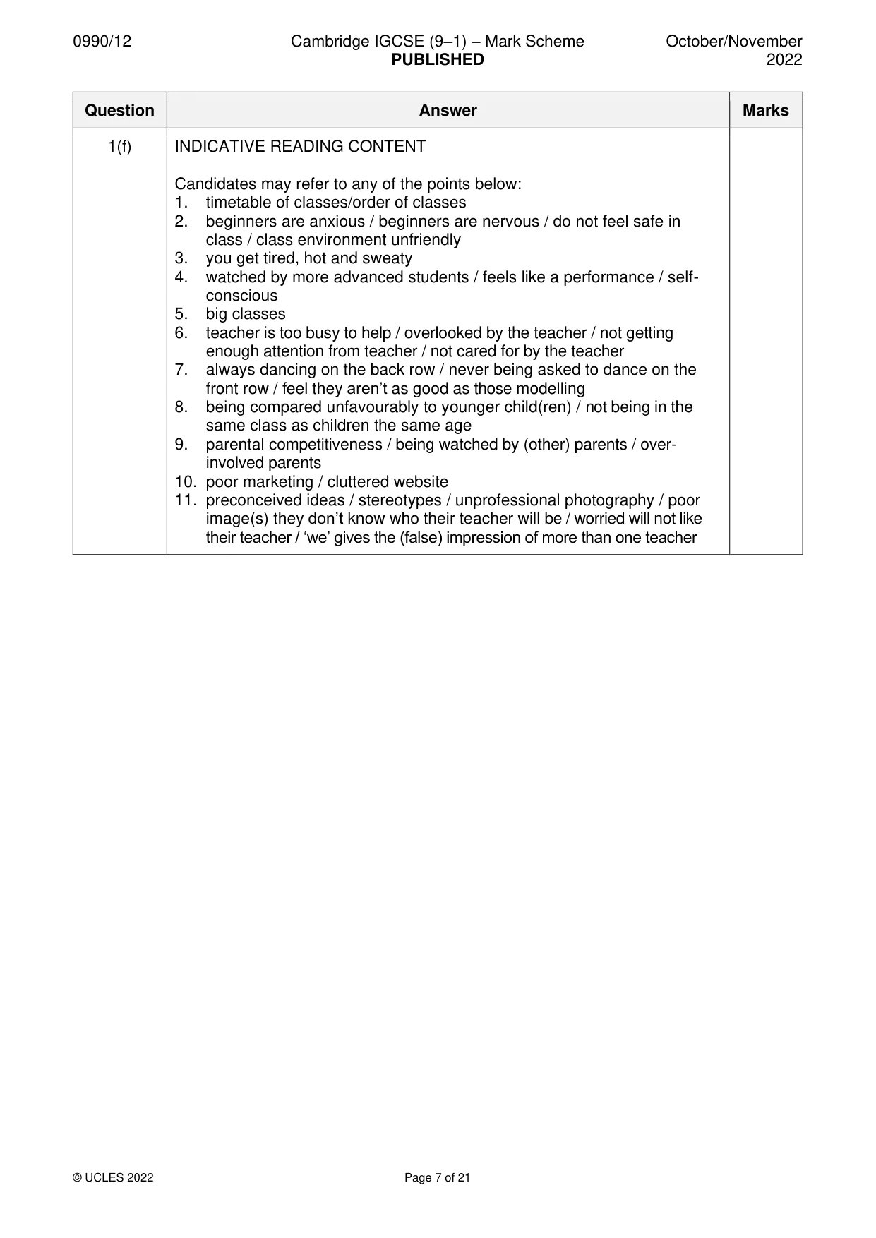 Mark scheme, page 7 of 21