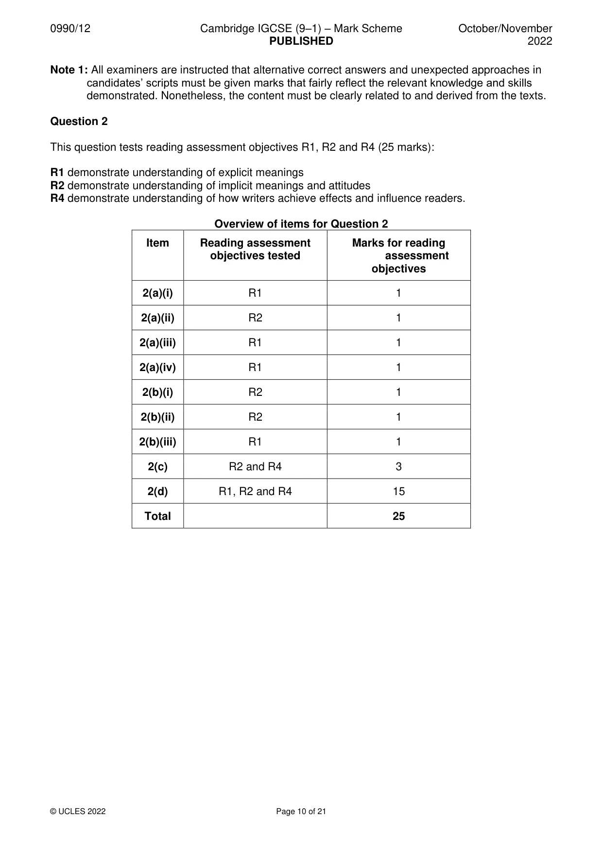 Mark scheme, page 10 of 21