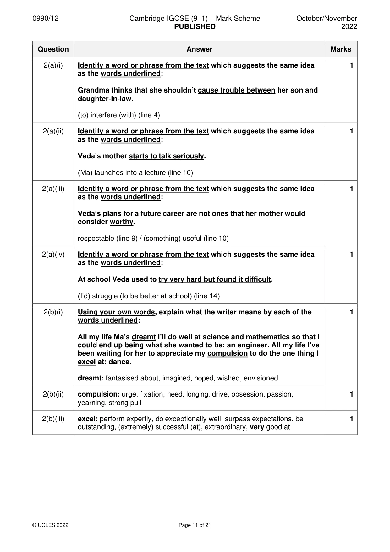 Mark scheme, page 11 of 21
