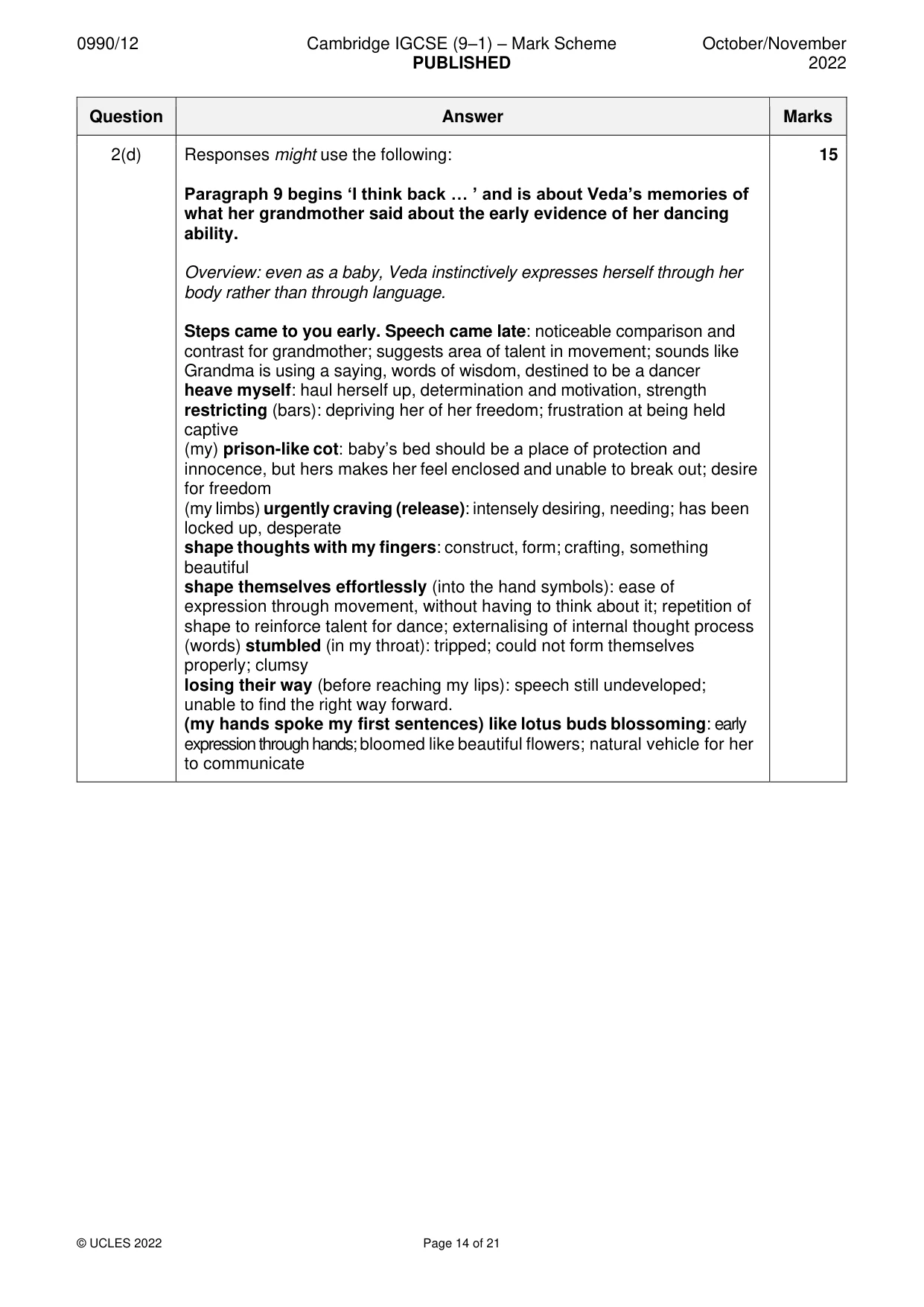 Mark scheme, page 14 of 21
