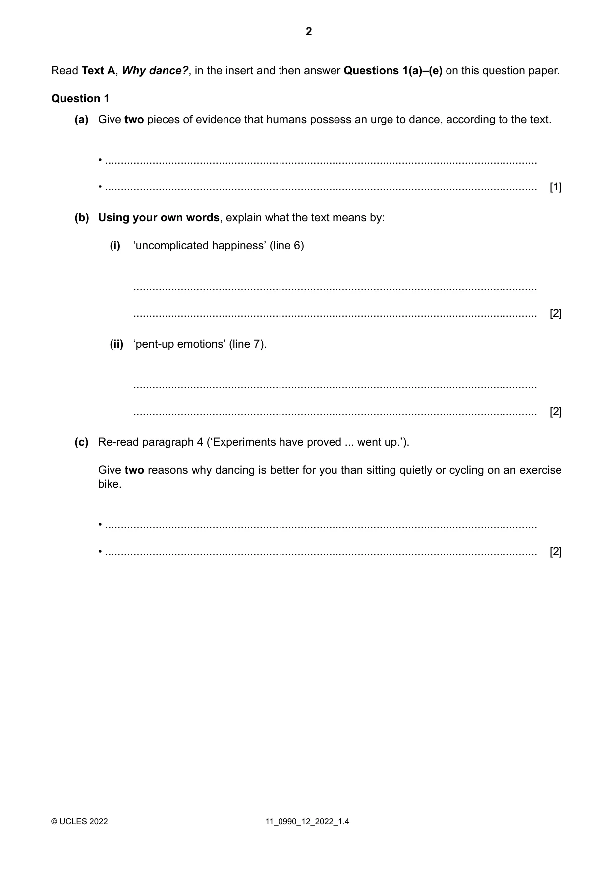 Cambridge IGCSE English - First Language (9-1) 0990 2022 Oct/Nov Paper 1 · Variant 2 question paper, page 2 of 16