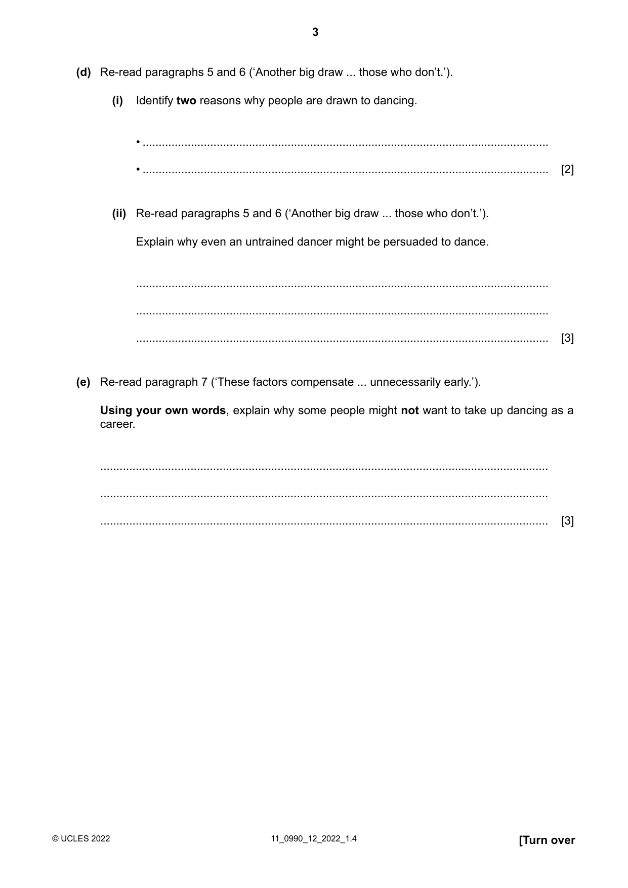 Cambridge IGCSE English - First Language (9-1) 0990 2022 Oct/Nov Paper 1 · Variant 2 question paper, page 3 of 16