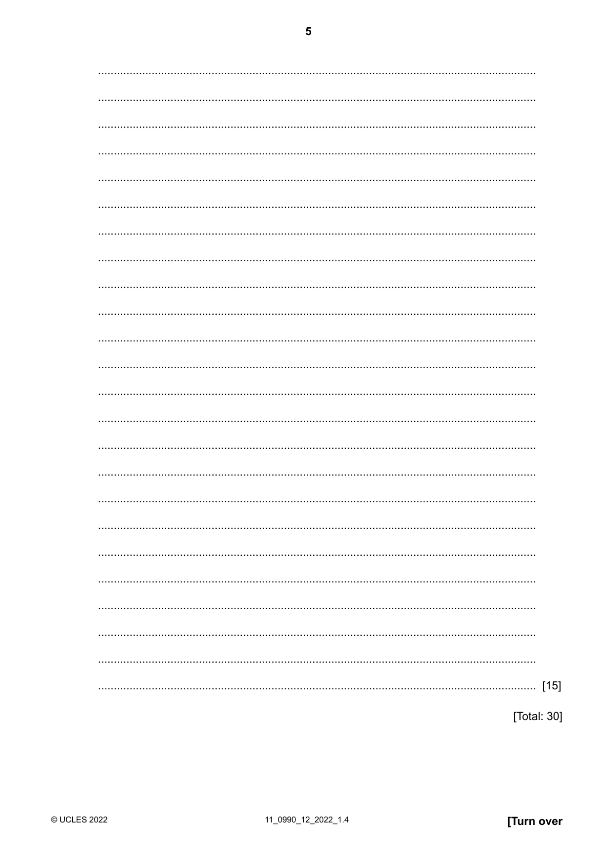 Cambridge IGCSE English - First Language (9-1) 0990 2022 Oct/Nov Paper 1 · Variant 2 question paper, page 5 of 16