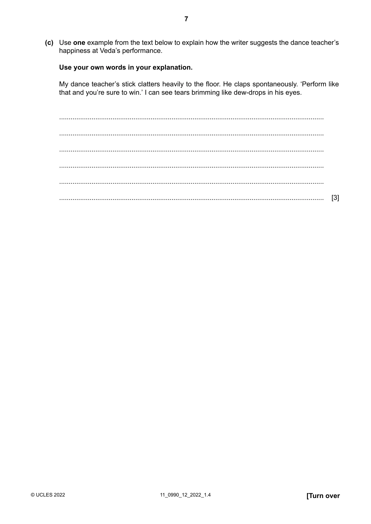Cambridge IGCSE English - First Language (9-1) 0990 2022 Oct/Nov Paper 1 · Variant 2 question paper, page 7 of 16