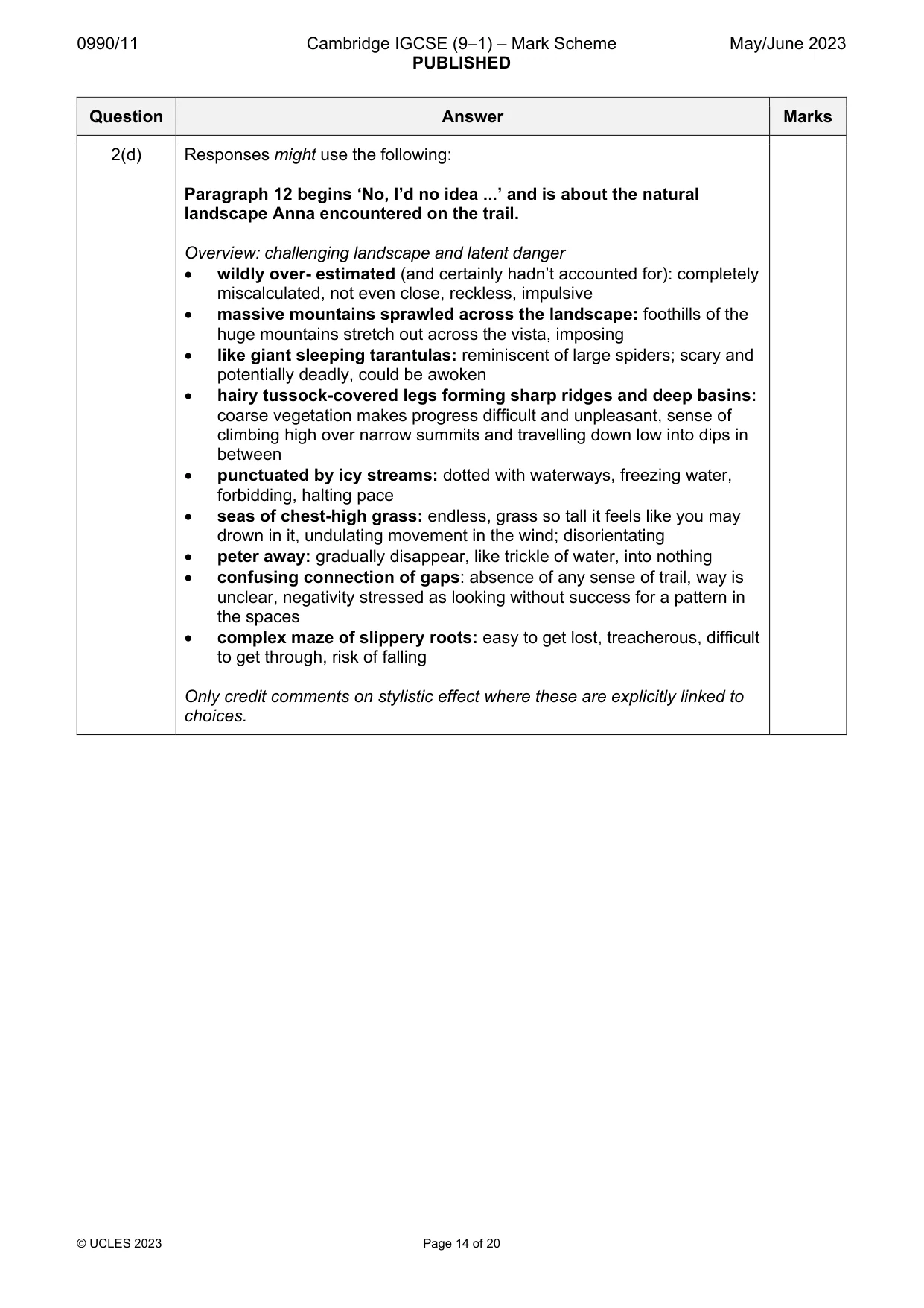 Mark scheme, page 14 of 20