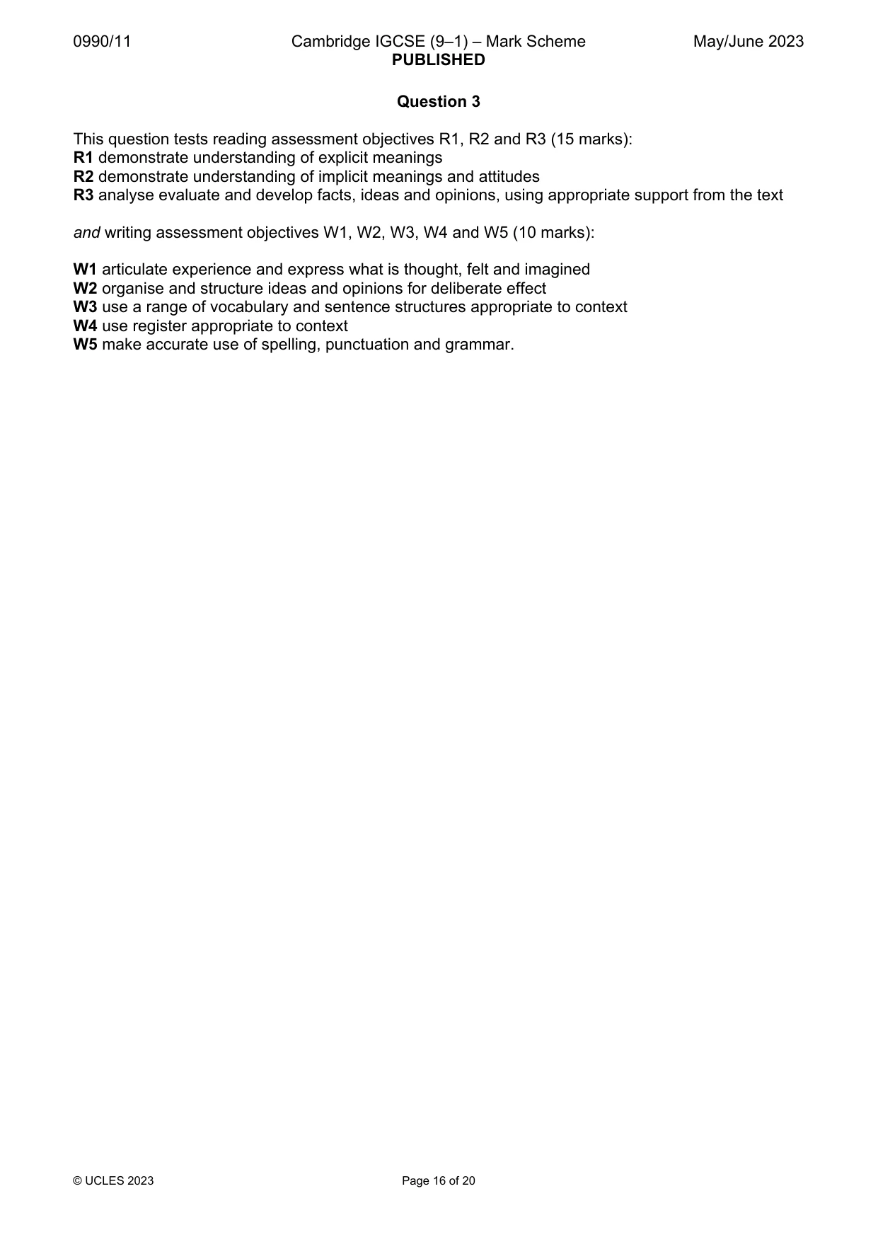 Mark scheme, page 16 of 20