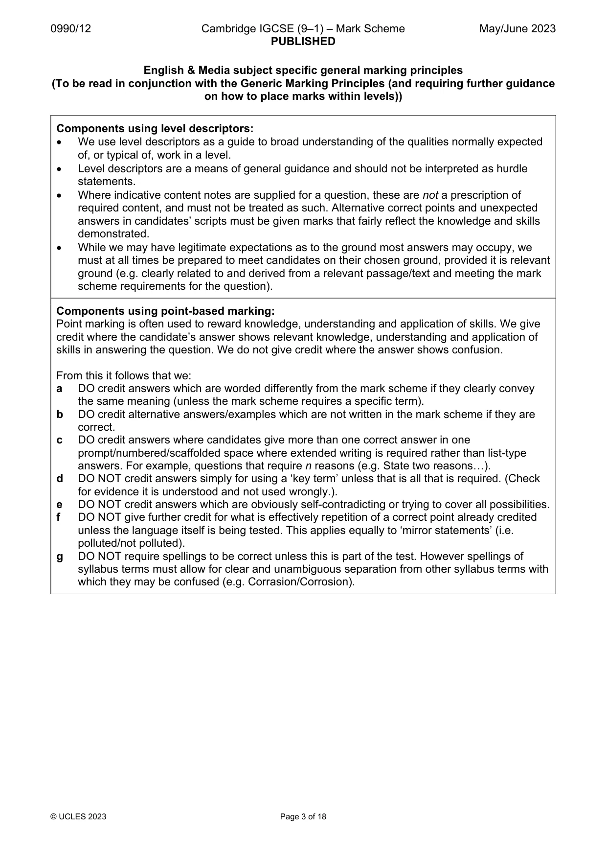 Mark scheme, page 3 of 18