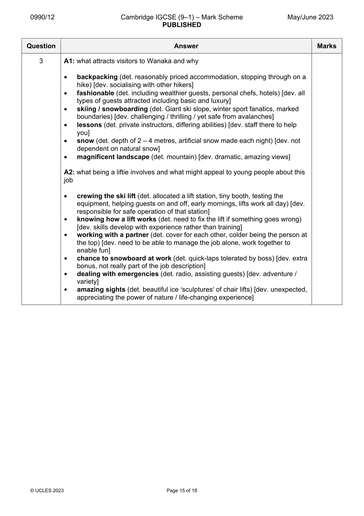 Mark scheme, page 15 of 18