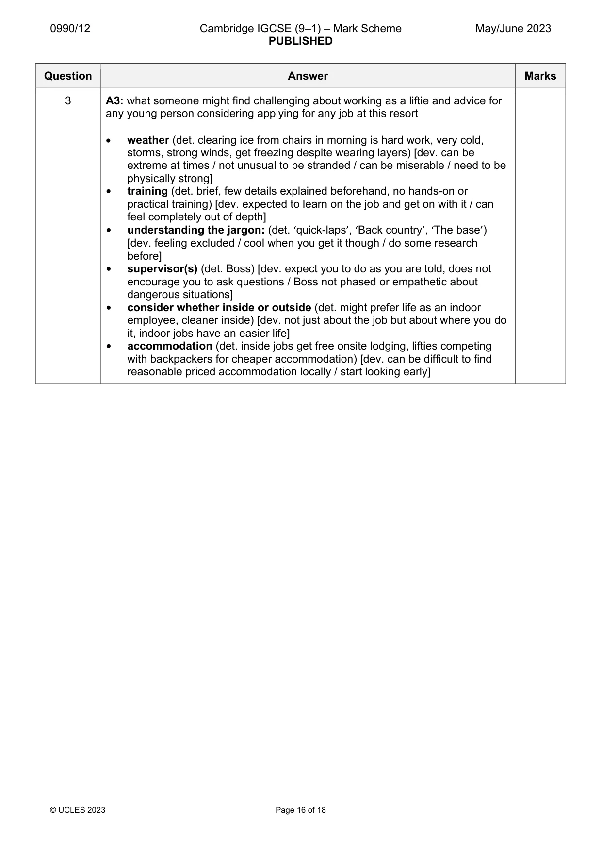 Mark scheme, page 16 of 18