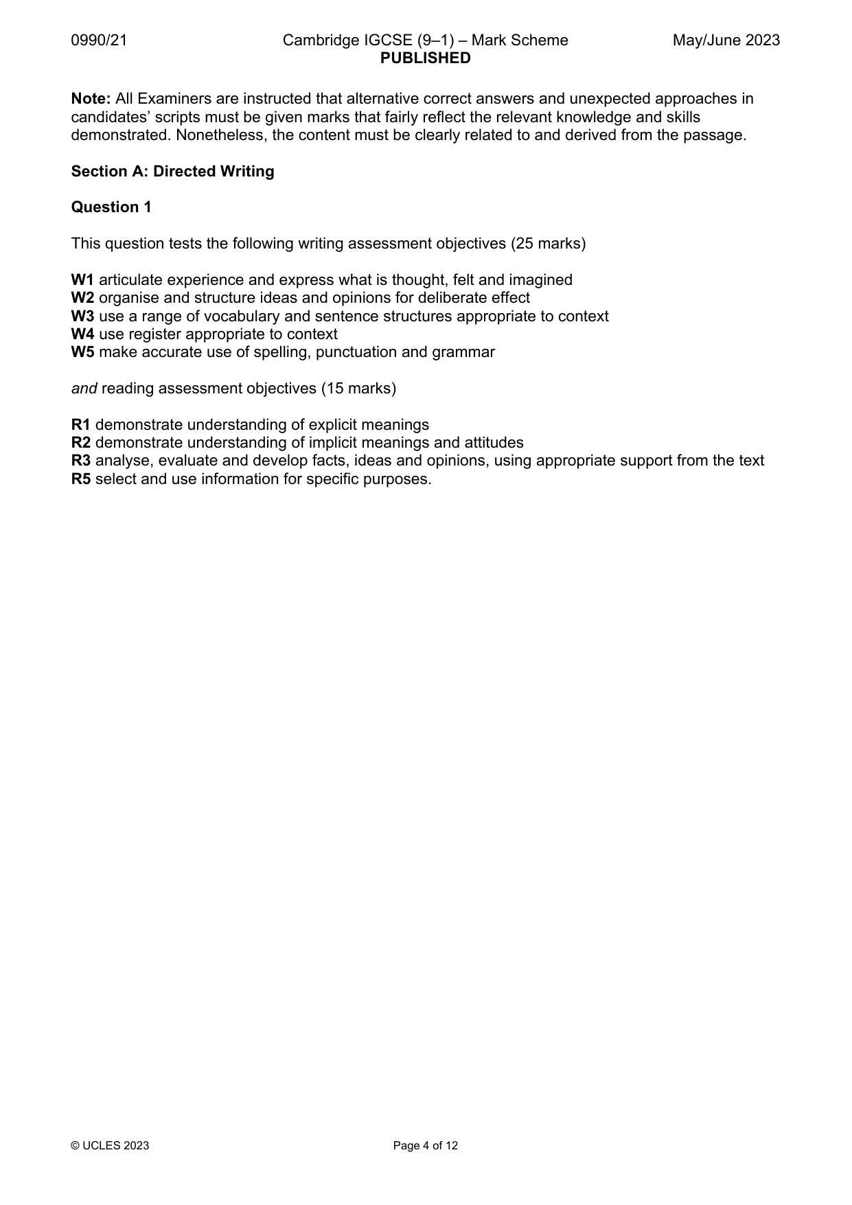 Mark scheme, page 4 of 12