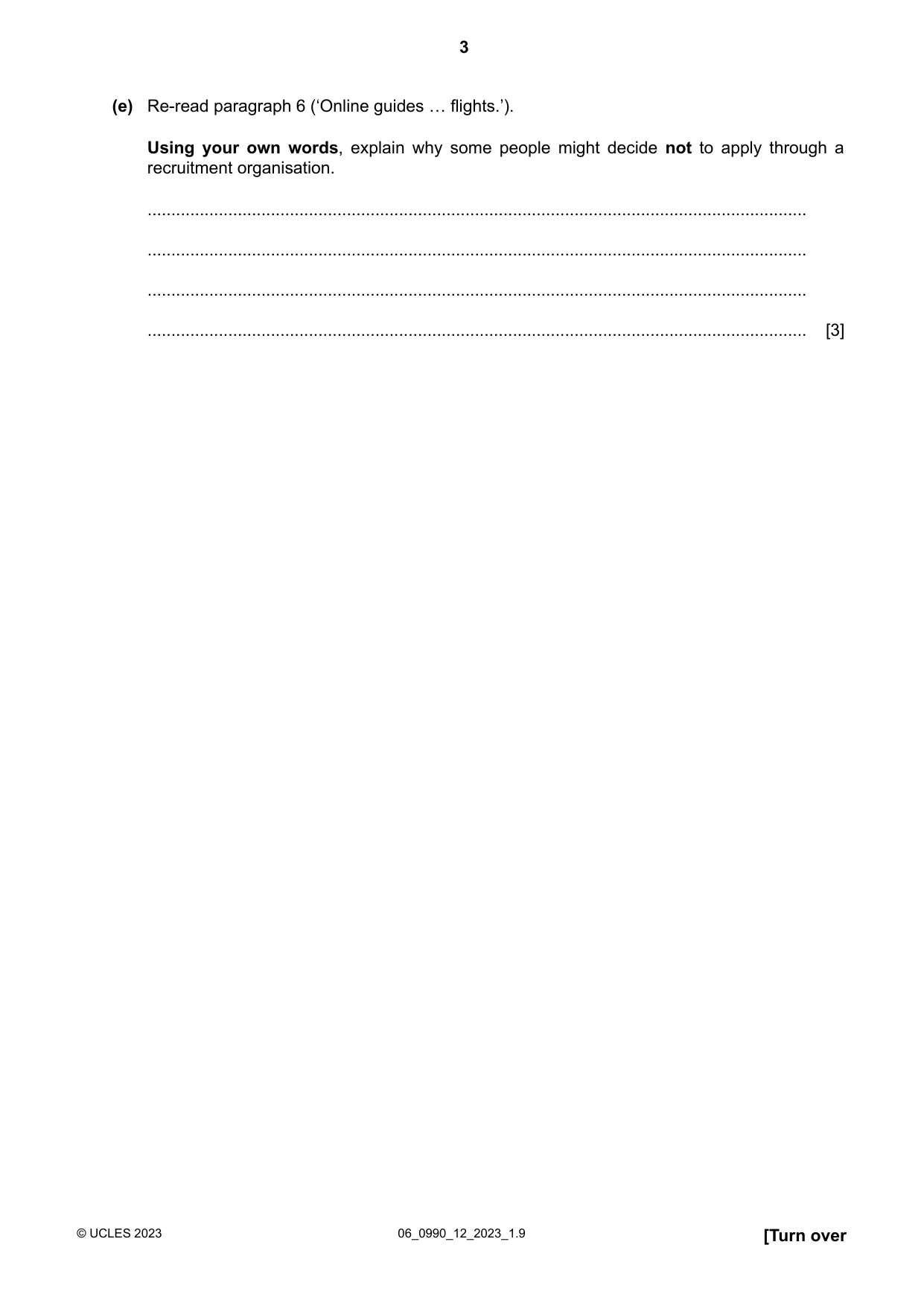 Cambridge IGCSE English - First Language (9-1) 0990 2023 May/June Paper 1 · Variant 2 question paper, page 3 of 16