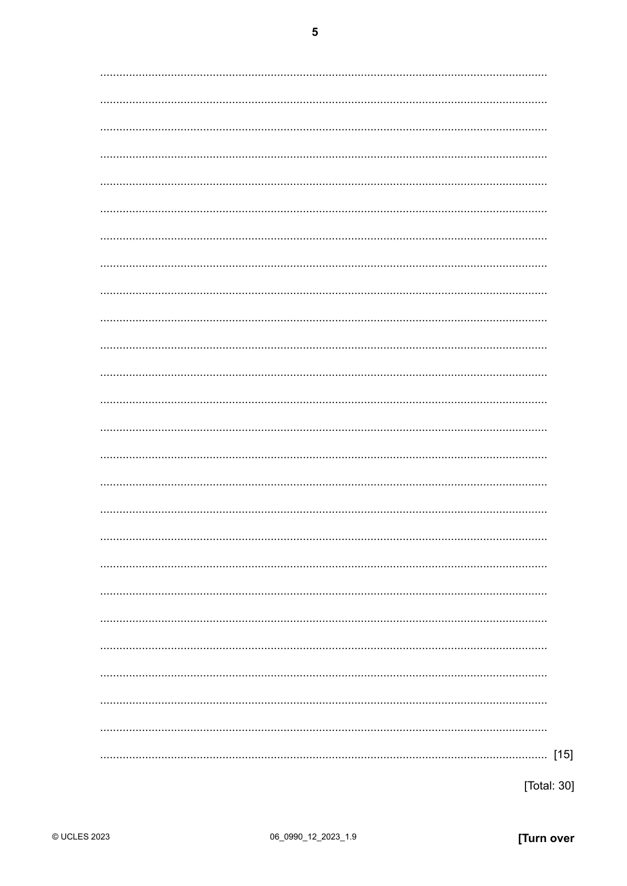 Cambridge IGCSE English - First Language (9-1) 0990 2023 May/June Paper 1 · Variant 2 question paper, page 5 of 16