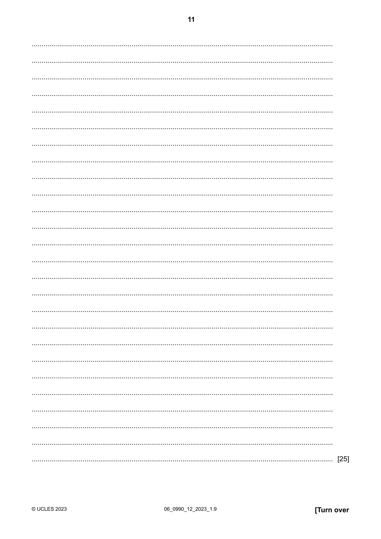 Cambridge IGCSE English - First Language (9-1) 0990 2023 May/June Paper 1 · Variant 2 question paper, page 11 of 16