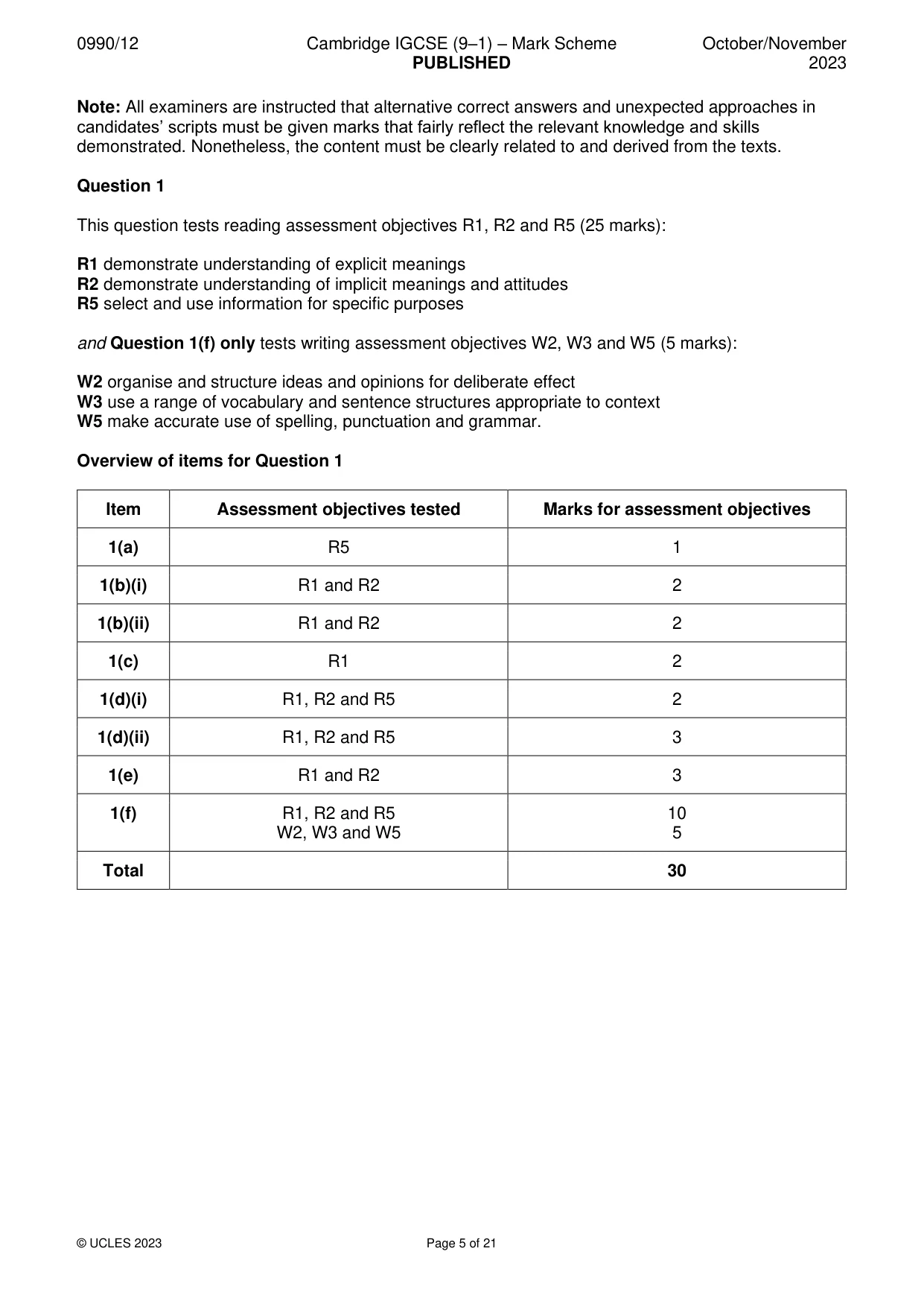 Mark scheme, page 5 of 21