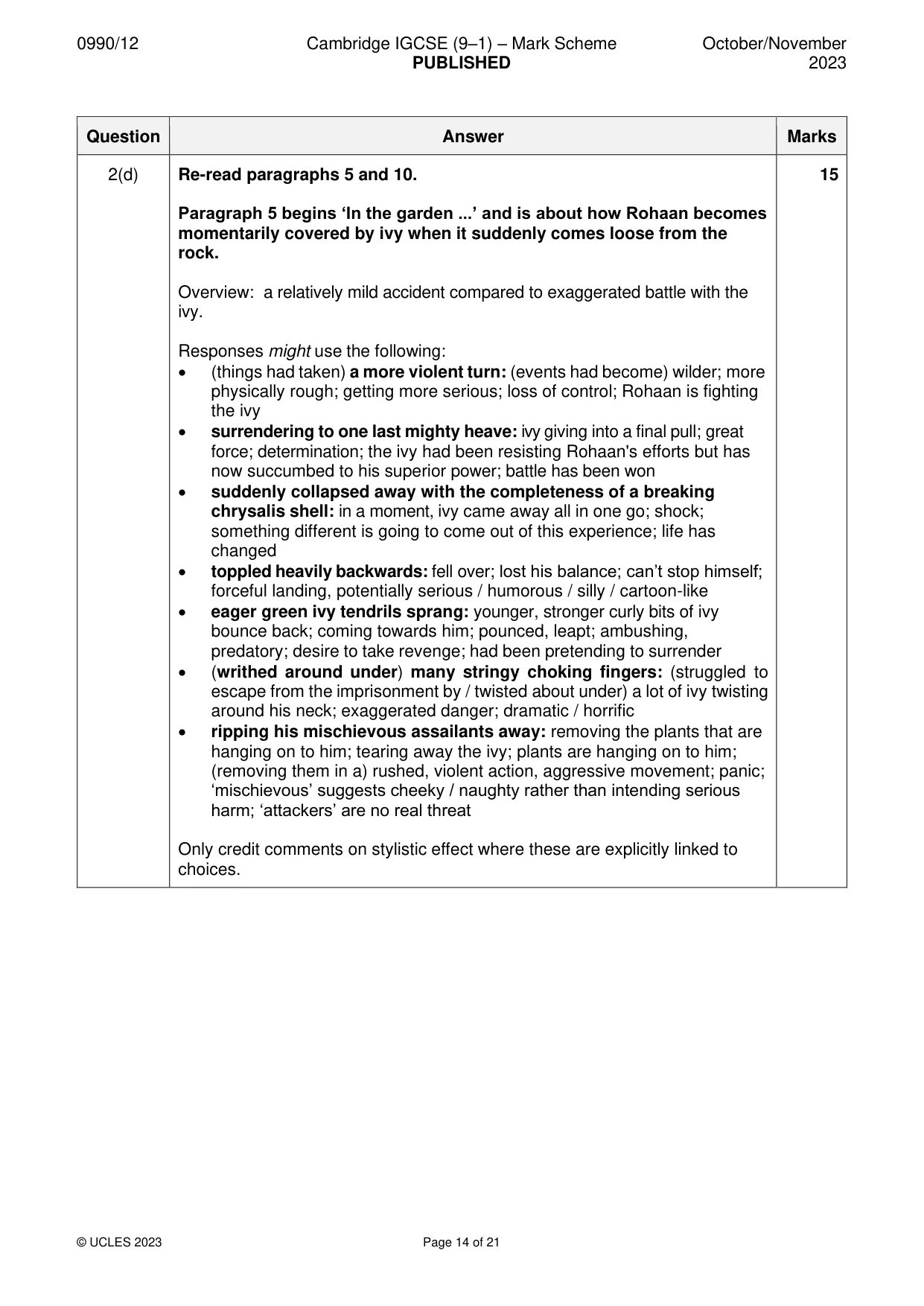 Mark scheme, page 14 of 21