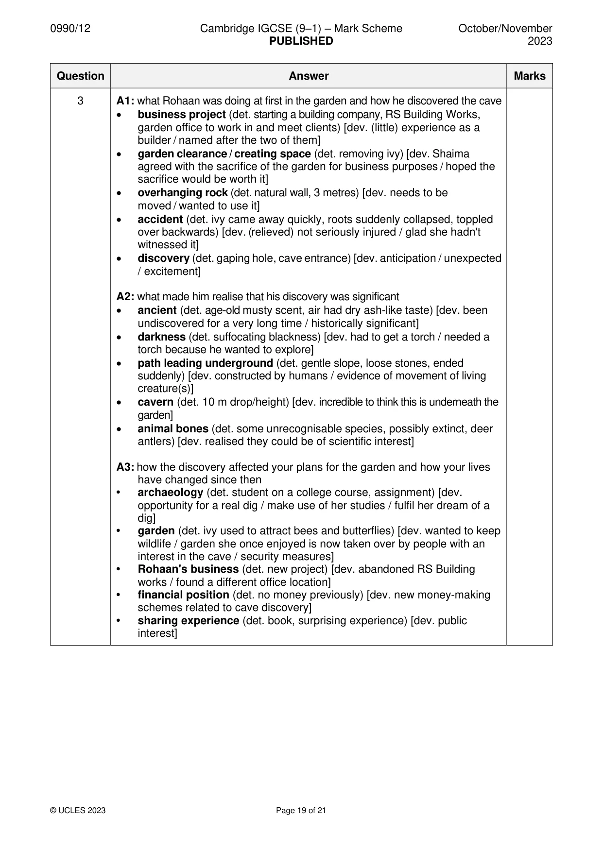 Mark scheme, page 19 of 21